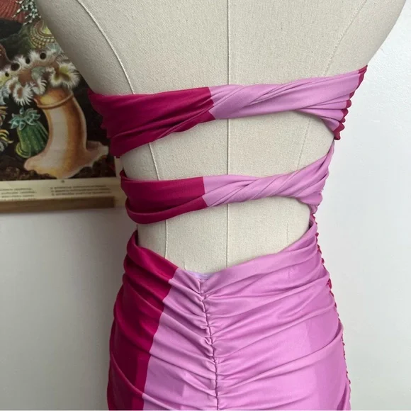 Tiger Mist Pink Fever Samira Strapless Mini Dress in Macro Print Medium - Picture 7 of 11